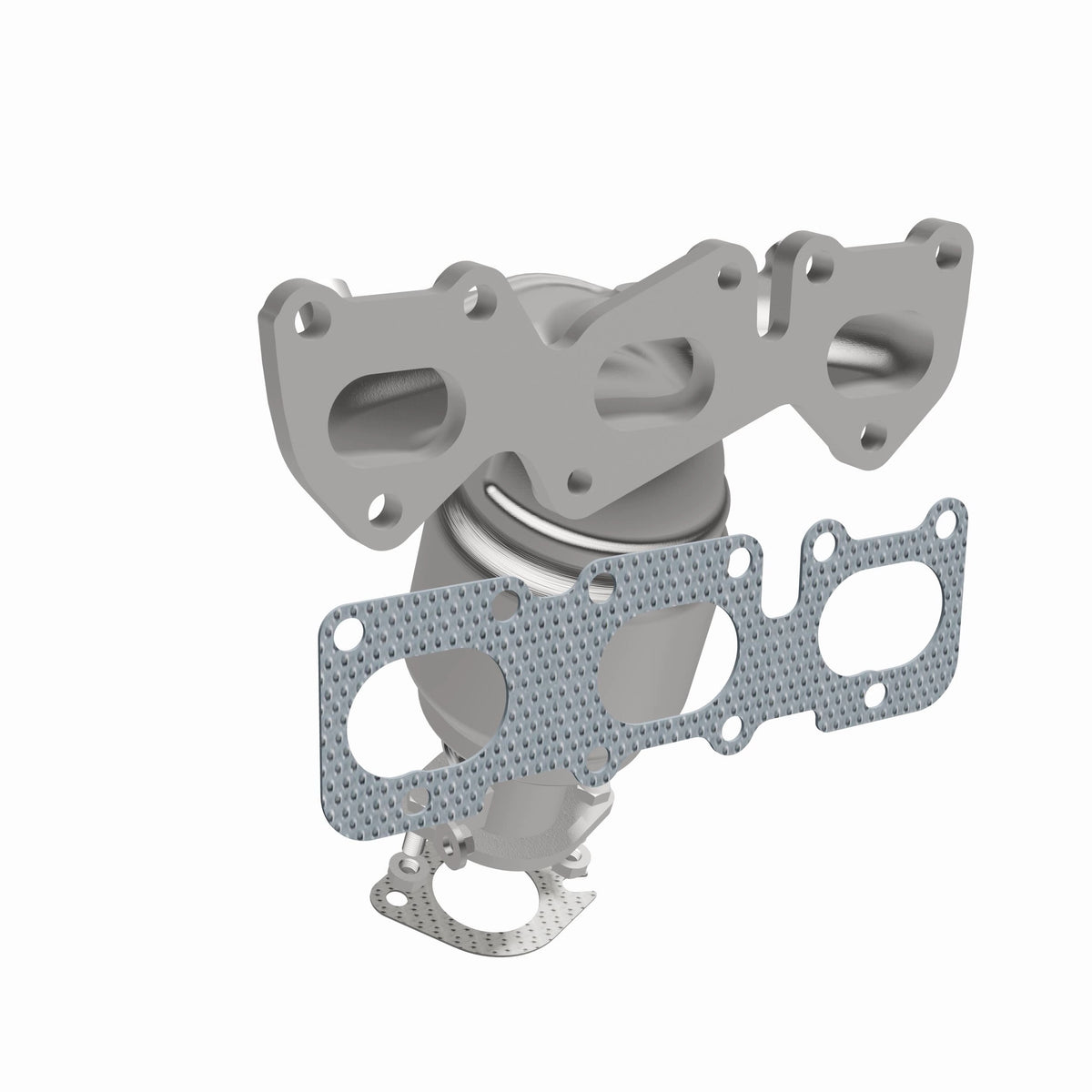 Uncoated stainless steel catalytic converter with integrated exhaust manifold from MagnaFlow Exhaust Products part number 5531090