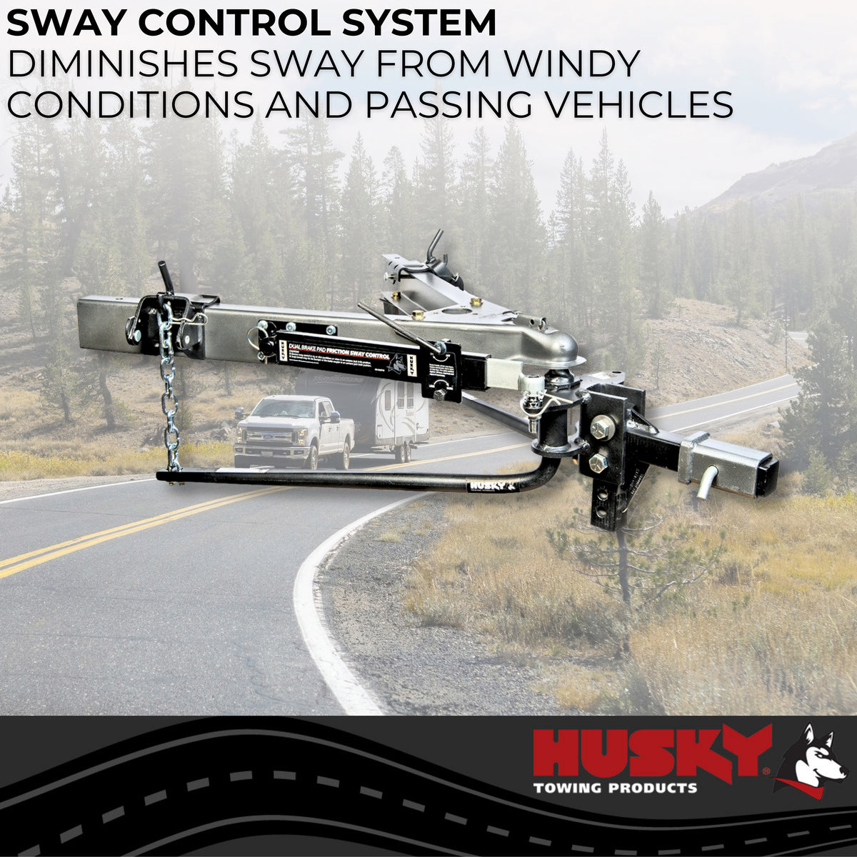 Black steel trailer weight distribution kit with mounting hardware from Husky Towing part number 31997