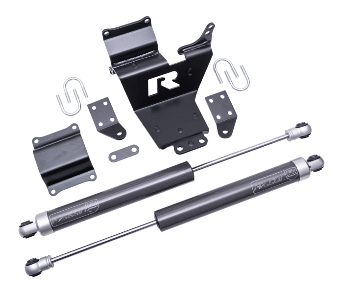 Gray steering stabilizer with mounting hardware from ReadyLift part number 77-23201