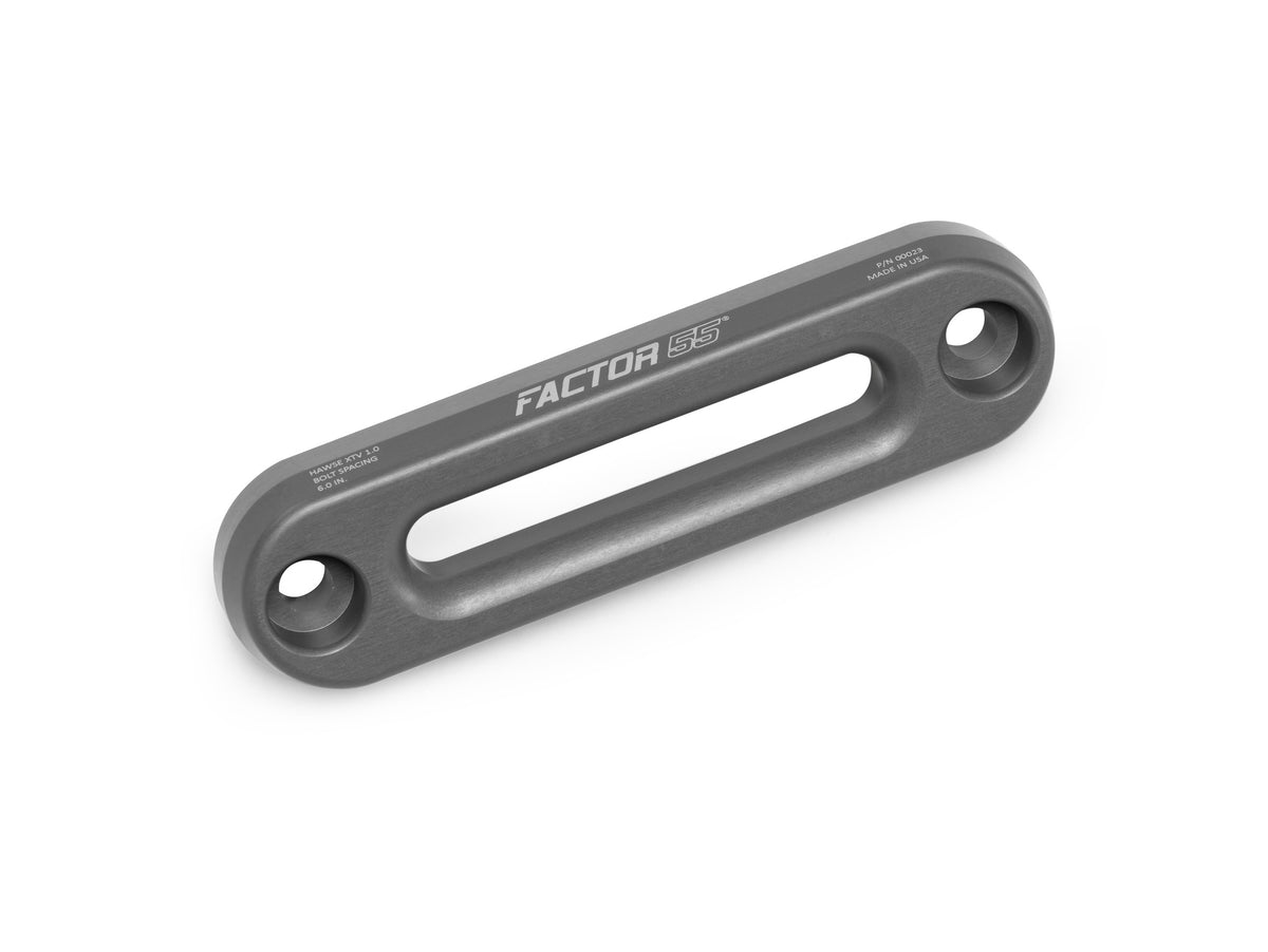 Gray hard anodized 6061 aluminum winch fairlead from Factor 55 part number 00023