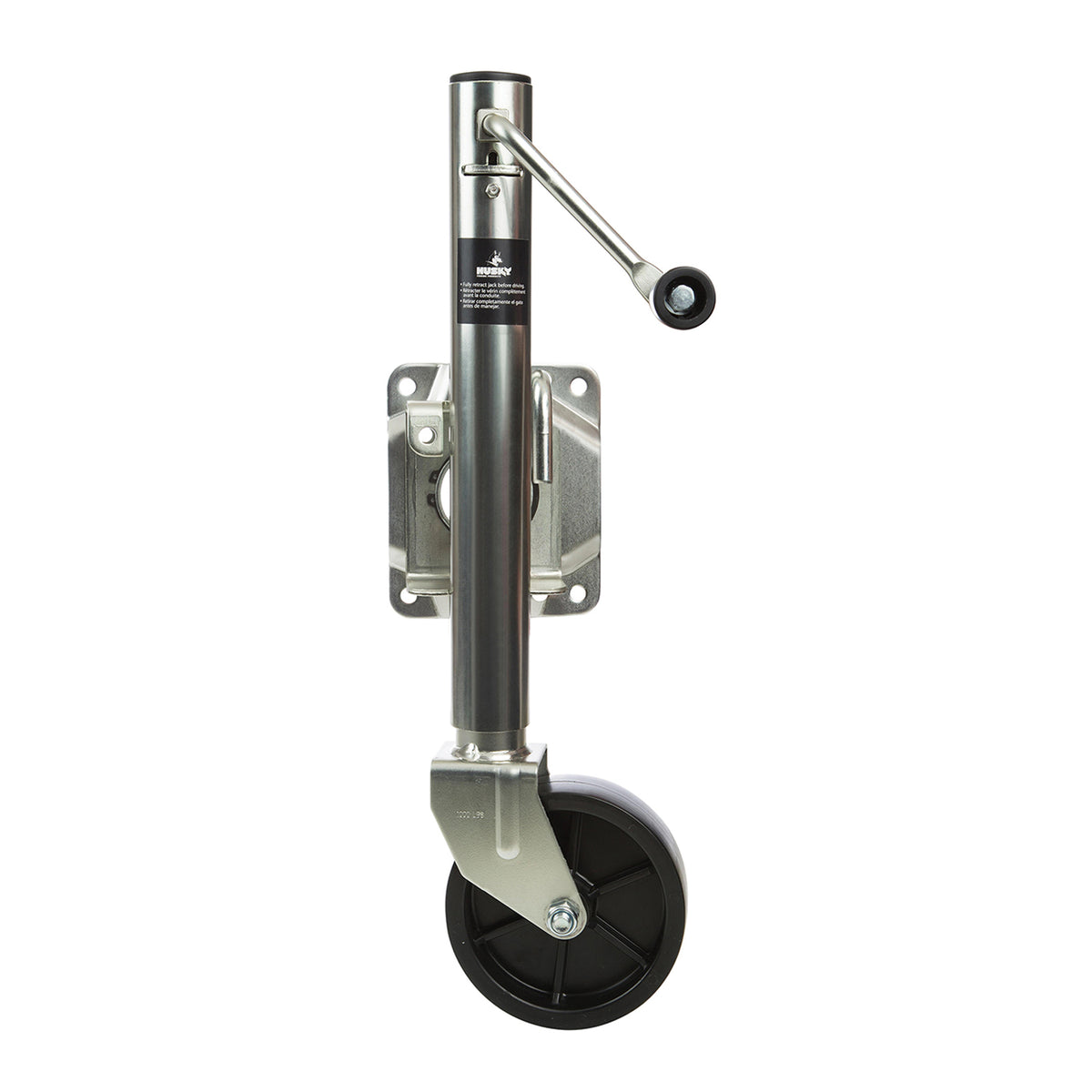 Silver steel trailer jack from Husky Towing part number 30655