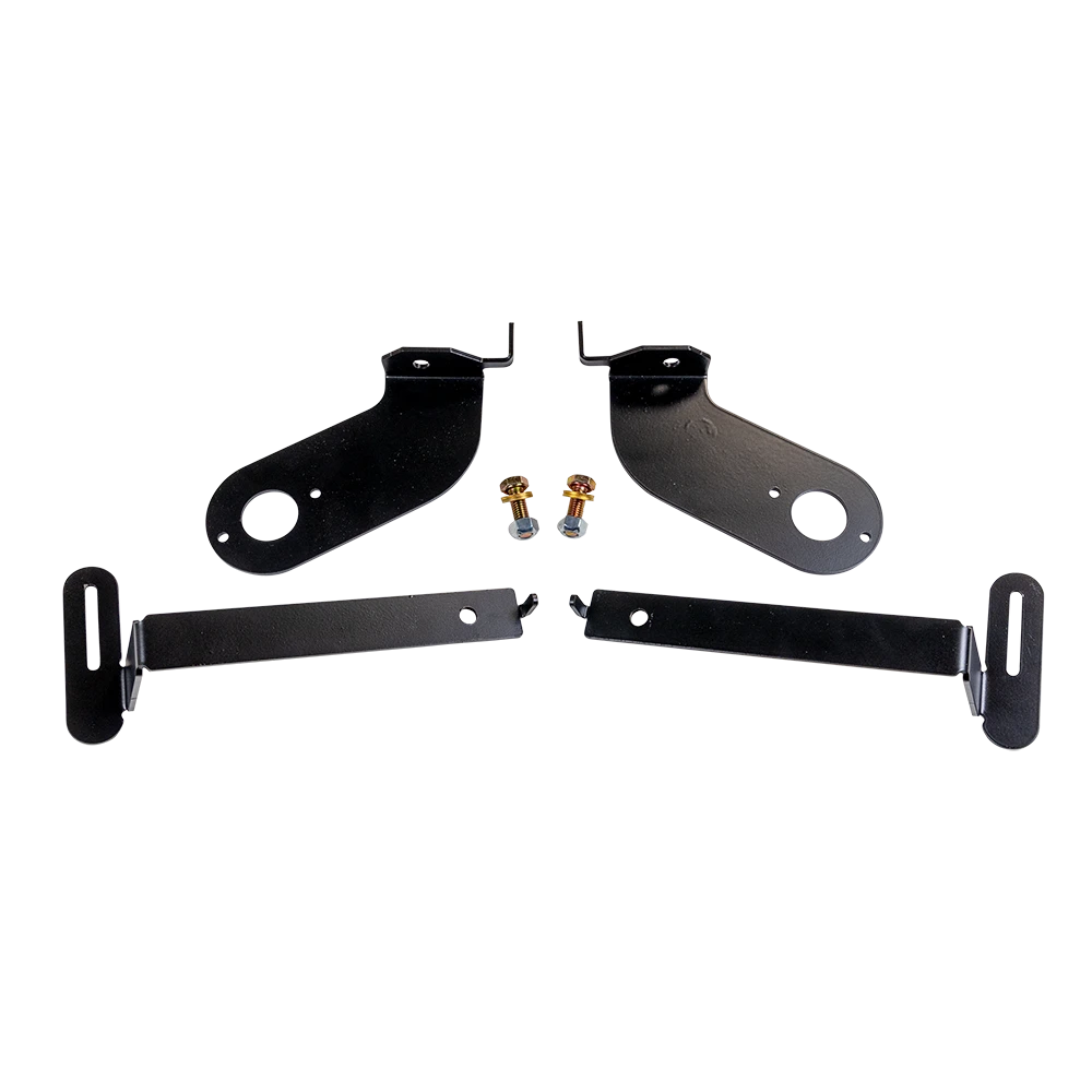 Black steel headlight level sensor bracket with mounting hardware from ReadyLift part number 67-23410