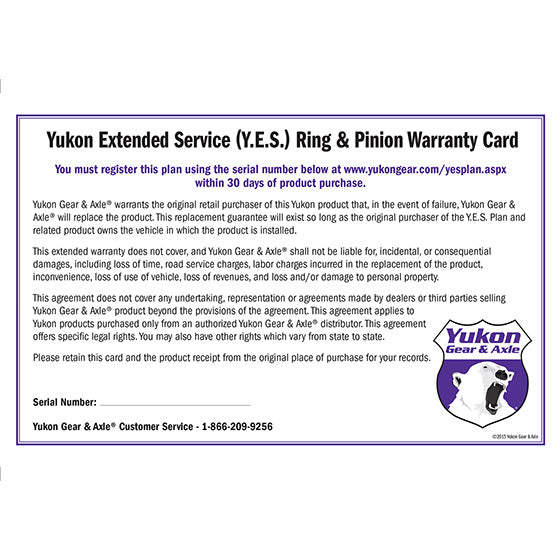 Extended Service Agreement from Yukon Gear and Axle part number YESRP