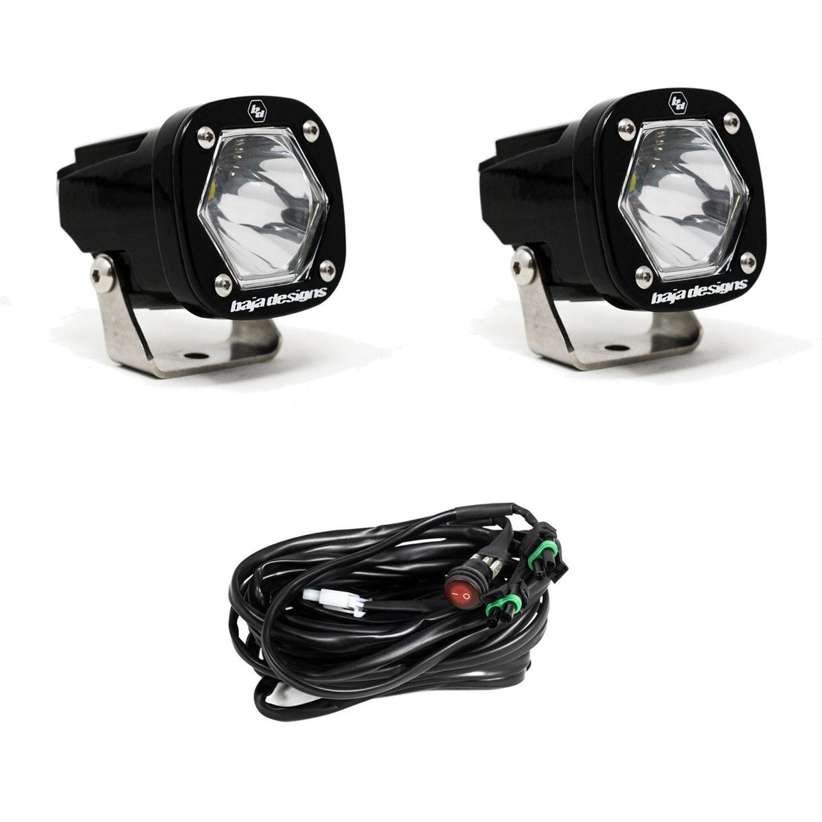 Black auxiliary light with mounting hardware from Baja Designs part number 387801