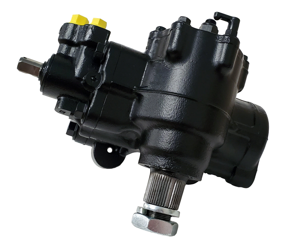Black painted cast iron steering gear box from Borgeson part number 800124