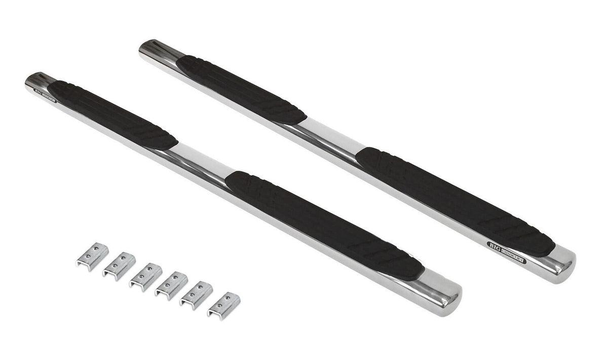 Silver stainless steel step nerf bar with mounting hardware from Big Country part number 394224806