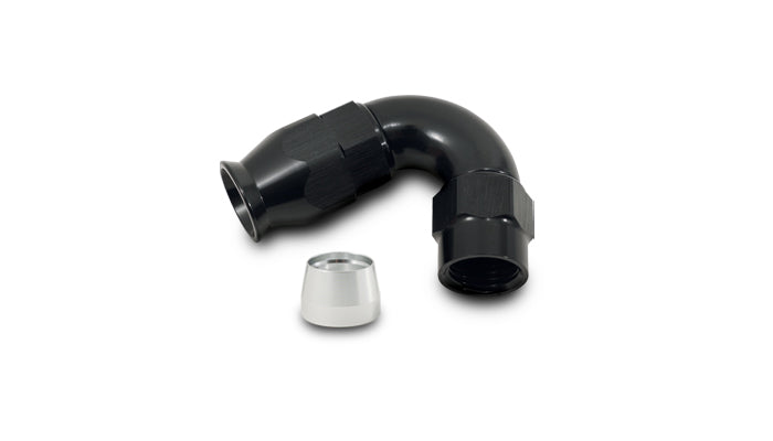 Black anodized 6061 aluminum push-on hose fitting from Vibrant Performance part number 28208