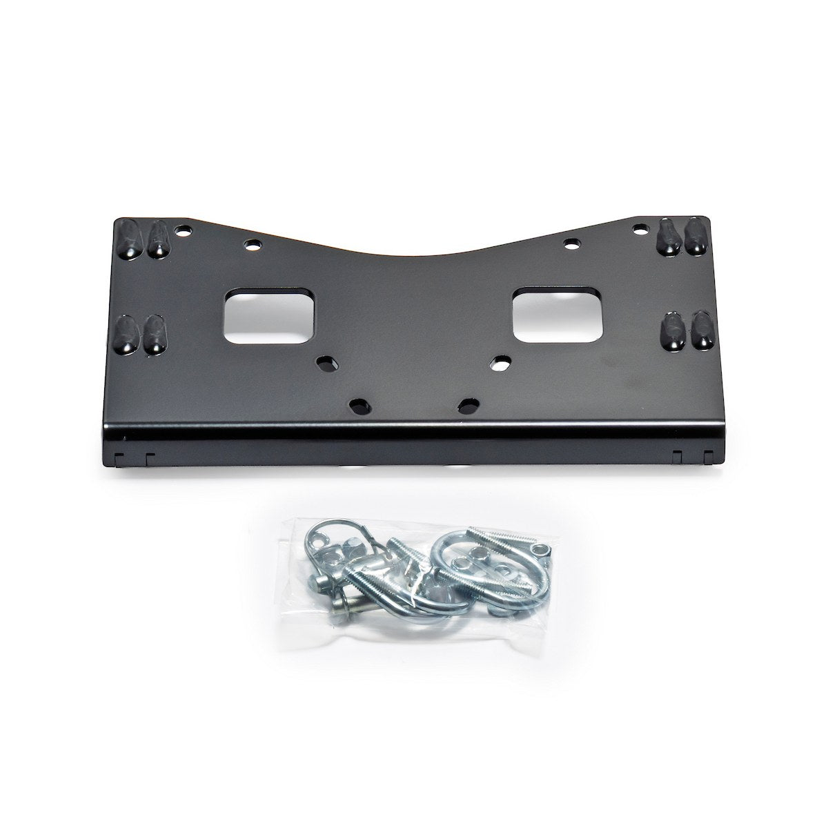 Black steel snow plow mount from Warn part number 111501