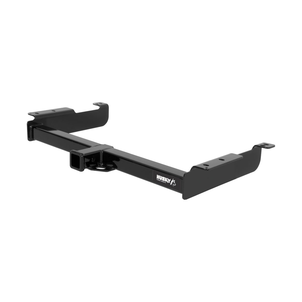Black powder coated steel trailer hitch with mounting hardware from Husky Towing part number 69469C