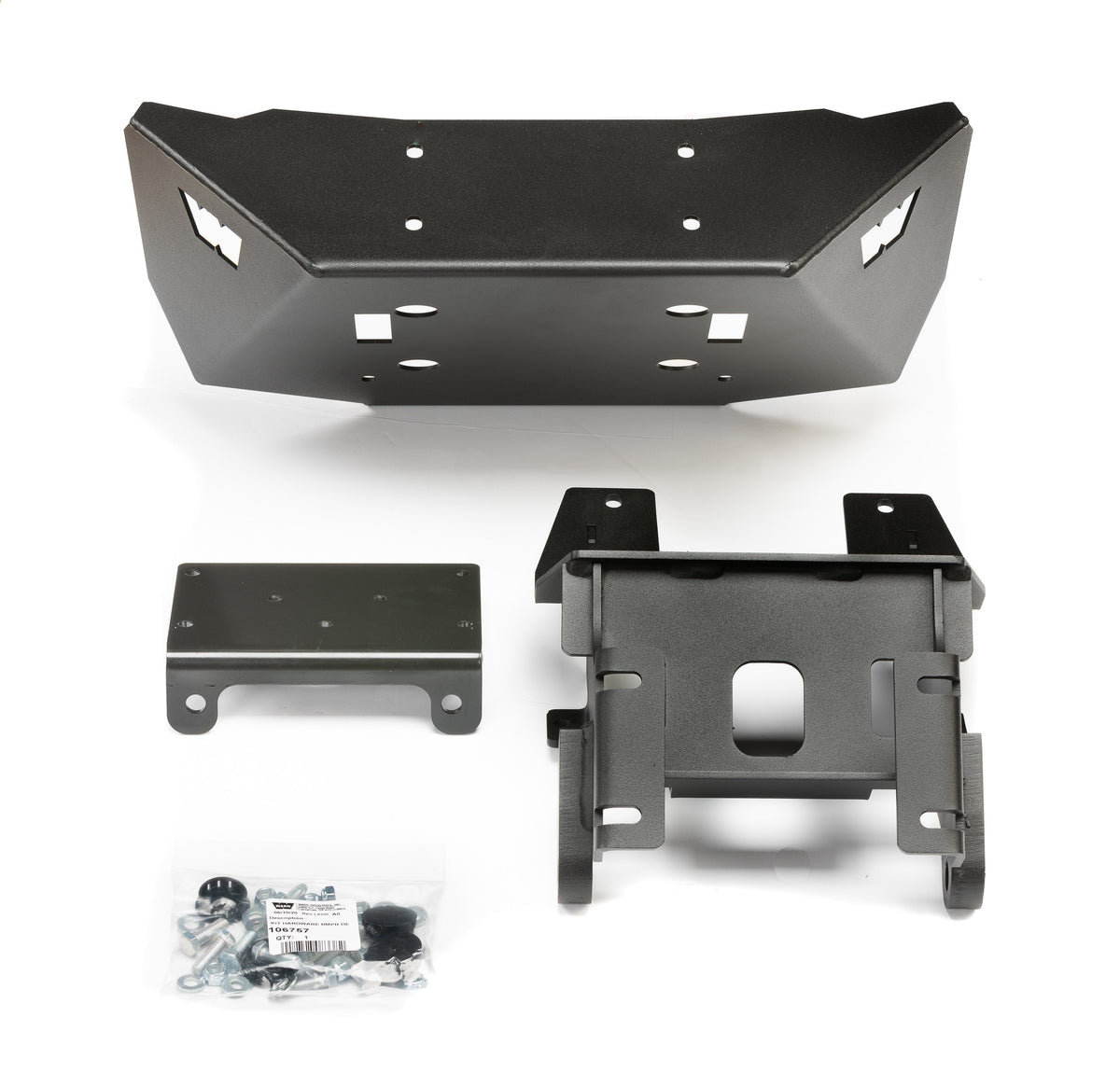 Black powder coated steel bumper from Warn part number 106750