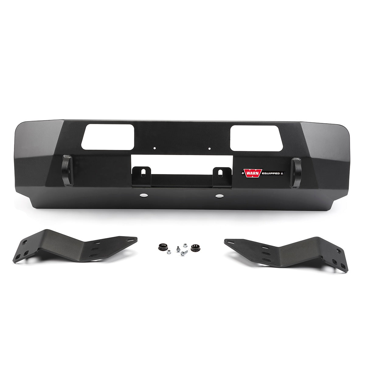 Black powder coated steel winch mount from Warn part number 106674