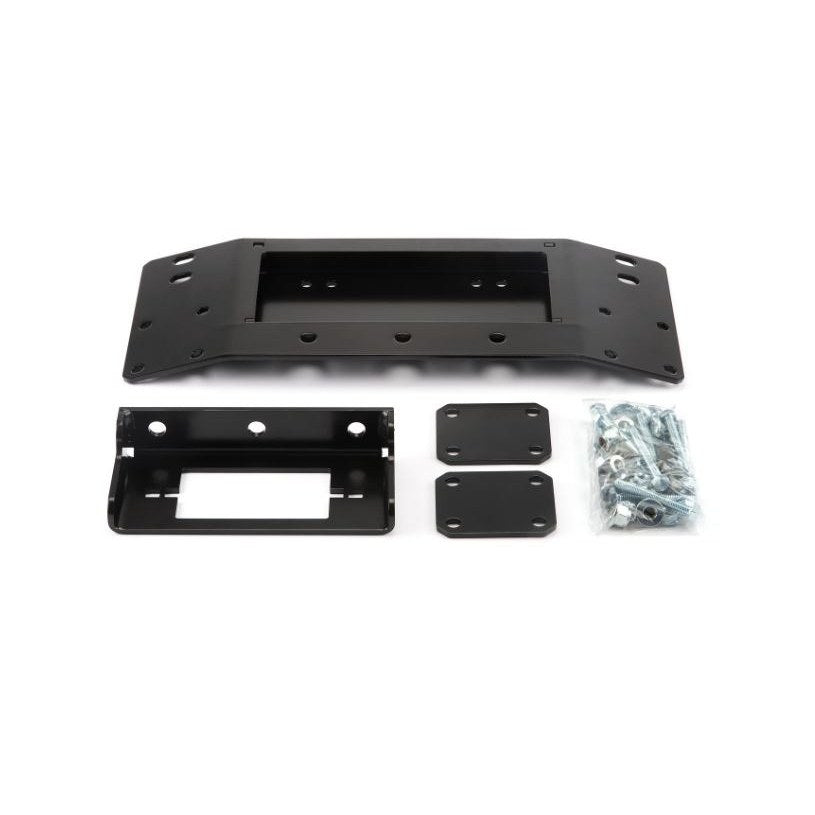 Black powder coated steel winch mount from Warn part number 101260