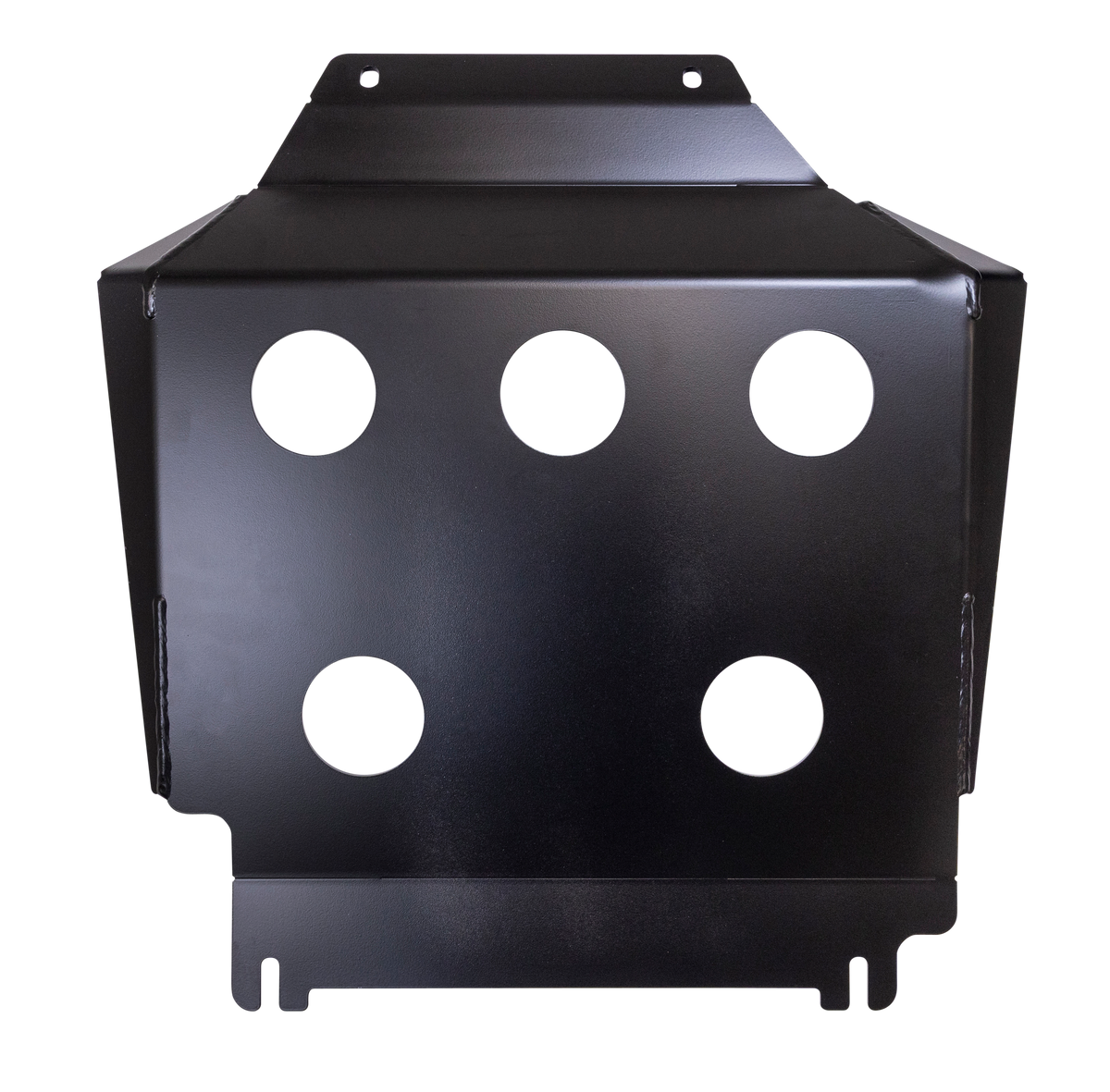 Black smooth steel skid plate with mounting hardware from ReadyLift part number 67-54450
