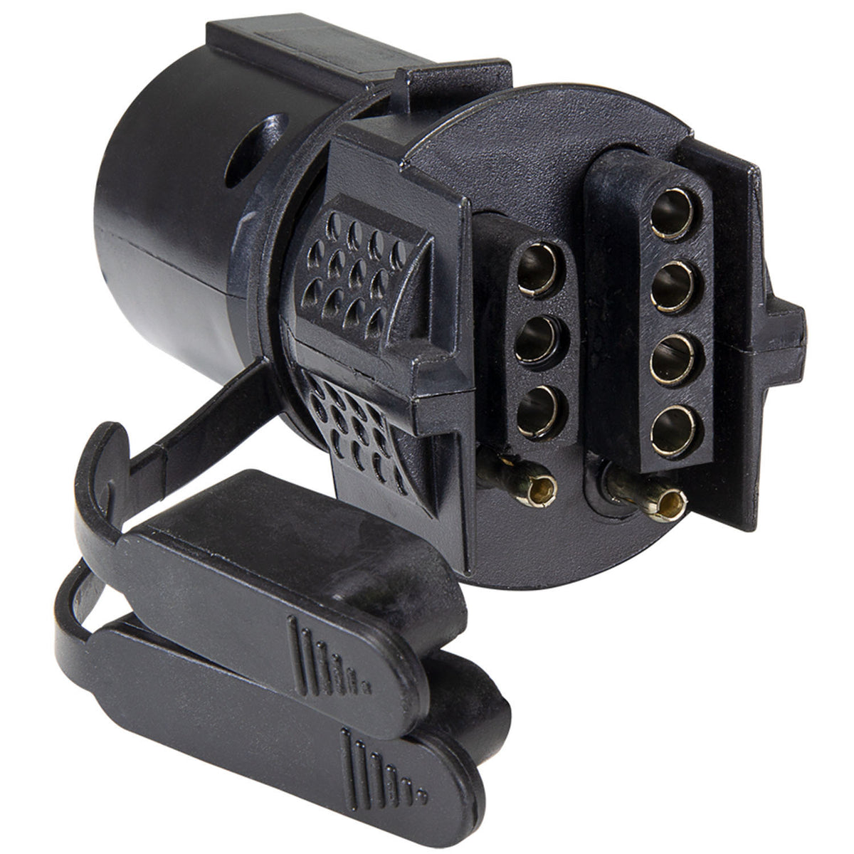 Black zinc trailer wiring adapter connector from Husky Towing part number 14437
