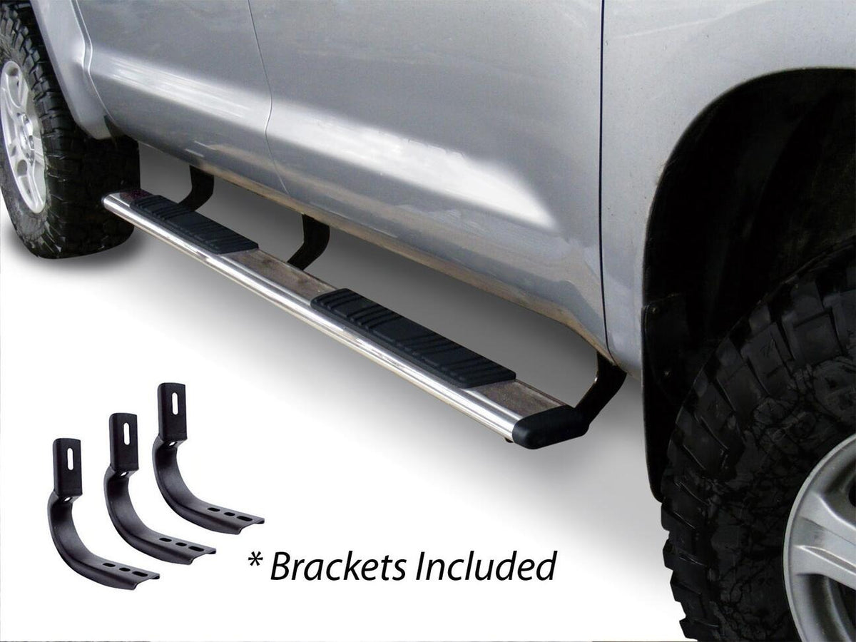 Silver stainless steel step nerf bar with mounting hardware from Big Country part number 395076806