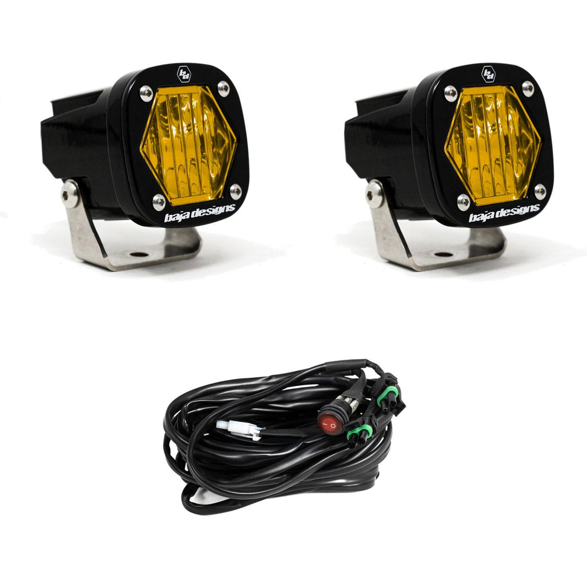 Black auxiliary light with mounting hardware from Baja Designs part number 387815
