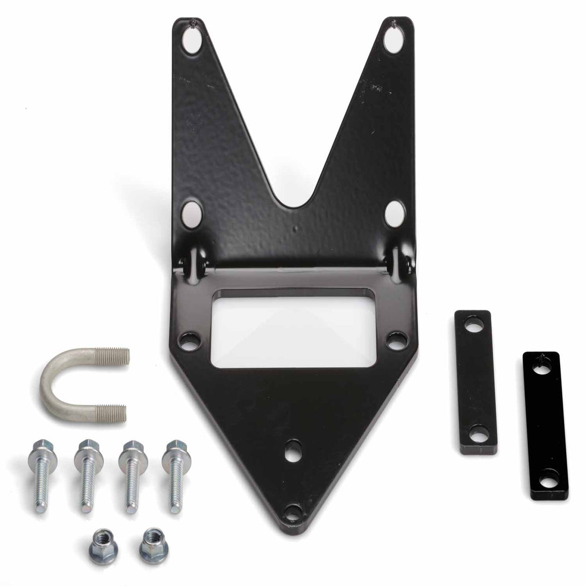 Black powder coated steel winch mount from Warn part number 90850