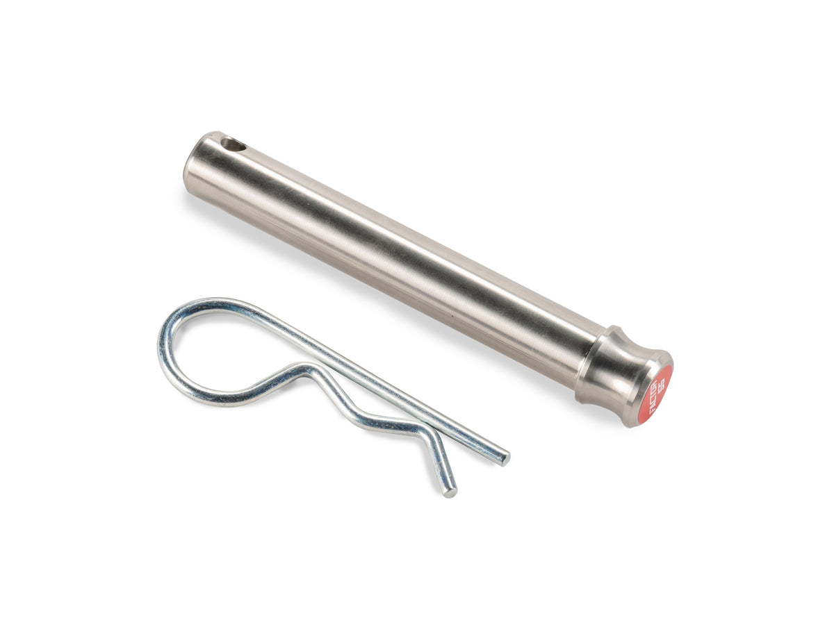 Silver machined stainless steel trailer hitch pin from Factor 55 part number 00036