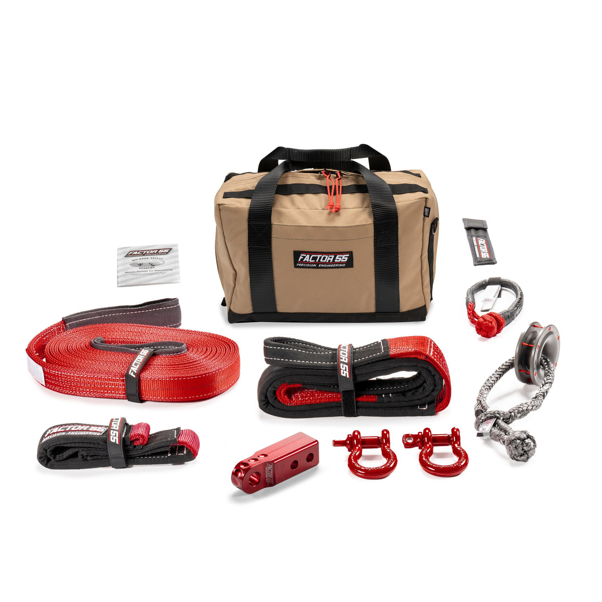 Red premium canvas winch accessory kit from Factor 55 part number 00475-01-MEDIUM