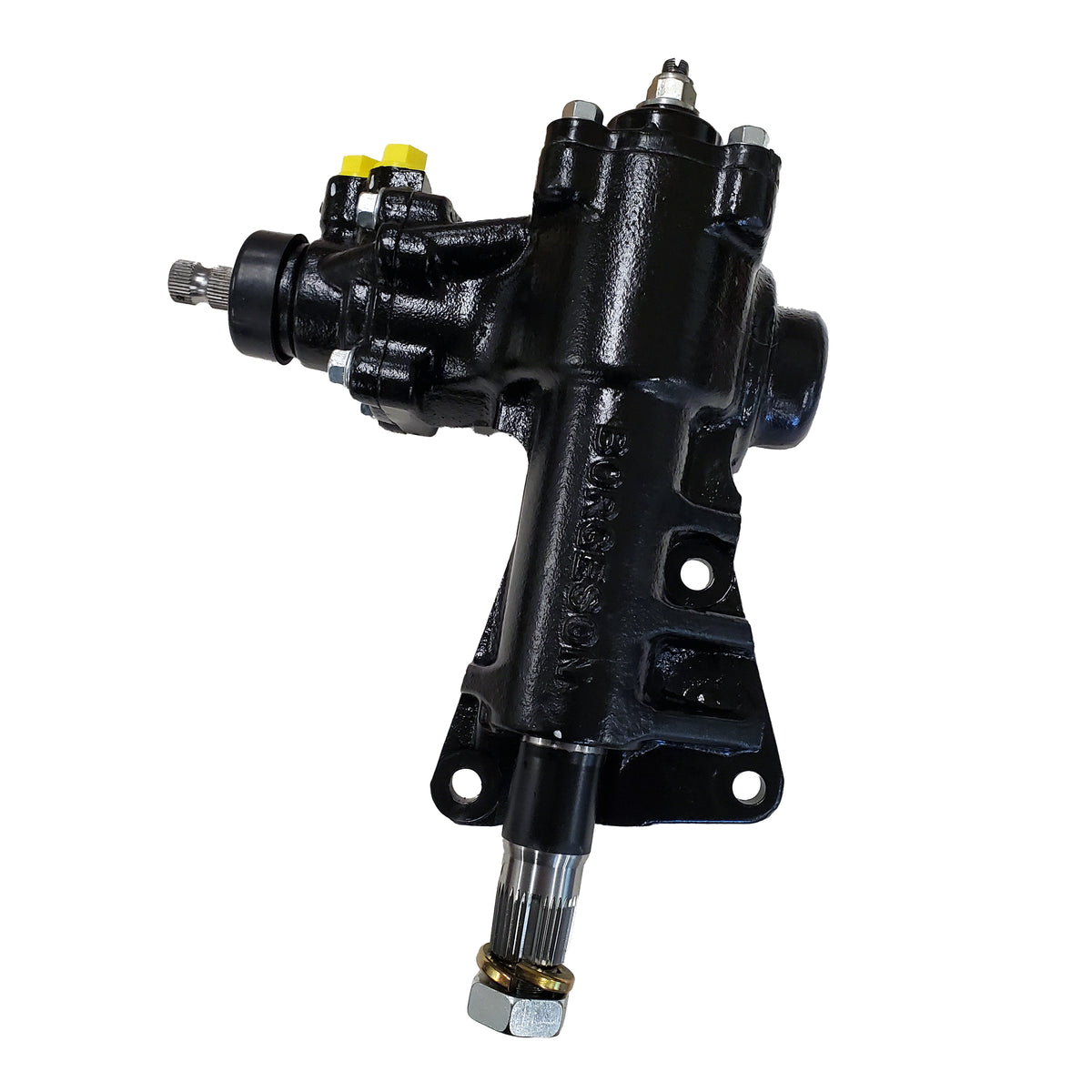 Black painted cast iron steering gear box from Borgeson part number 800115