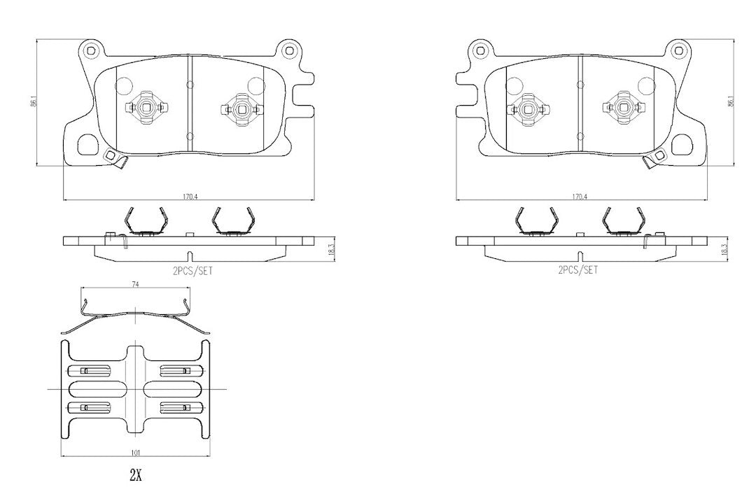 Disc Brake Pad Set with mounting hardware from Brembo part number P30143N