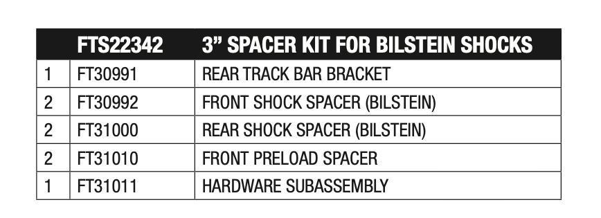 Suspension Shock Absorber from Fabtech part number FTS22342