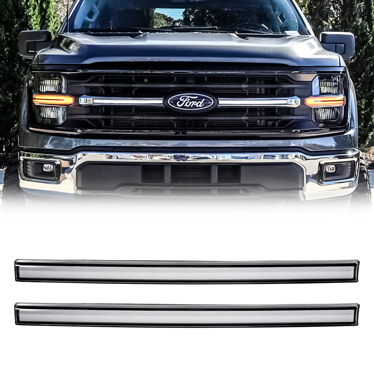 Clear lens matte black abs plastic grille light kit from AMERICAN MODIFIED part number AMFMAA00190