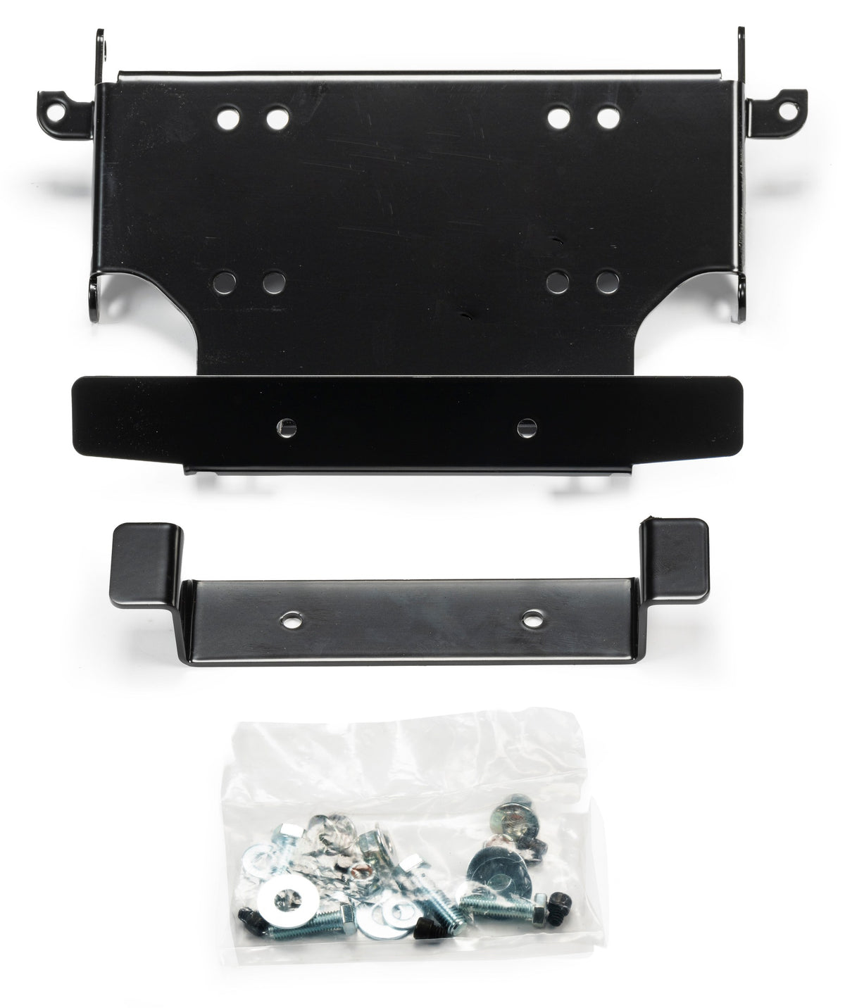 Black powder coated steel winch mount from Warn part number 109418