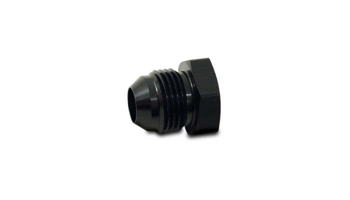 Black anodized 6061 aluminum multi-purpose threaded plug from Vibrant Performance part number 10445