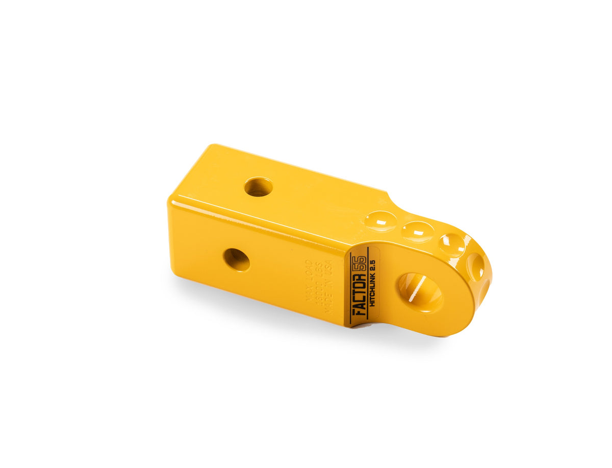 Yellow powdercoat 6061 aluminum trailer hitch d-ring mount from Factor 55 part number 00022-03