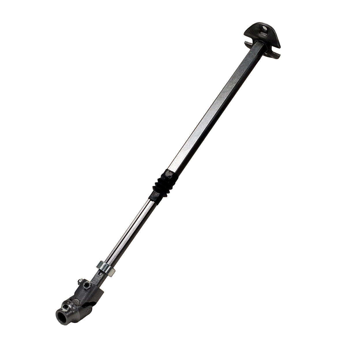 Natural steel steering shaft with mounting hardware from Borgeson part number 000940