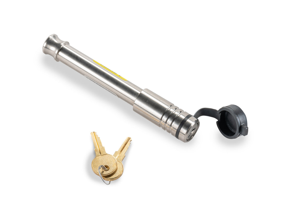 Silver machined stainless steel trailer hitch pin from Factor 55 part number 00037