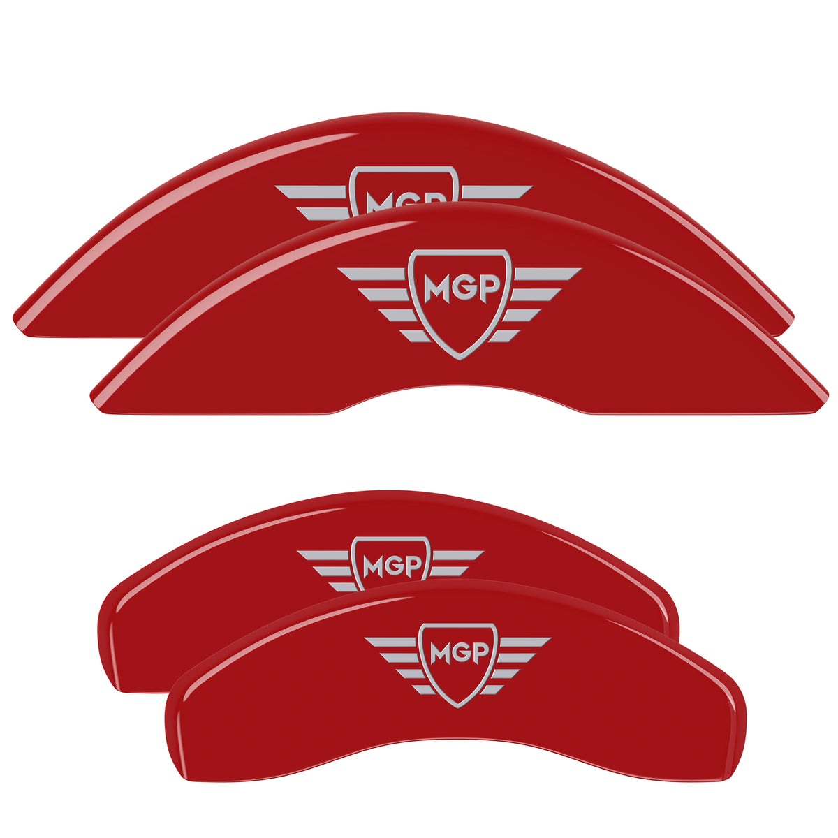 Red disc brake caliper cover from MGP Caliper Covers part number 38028SMGPRD