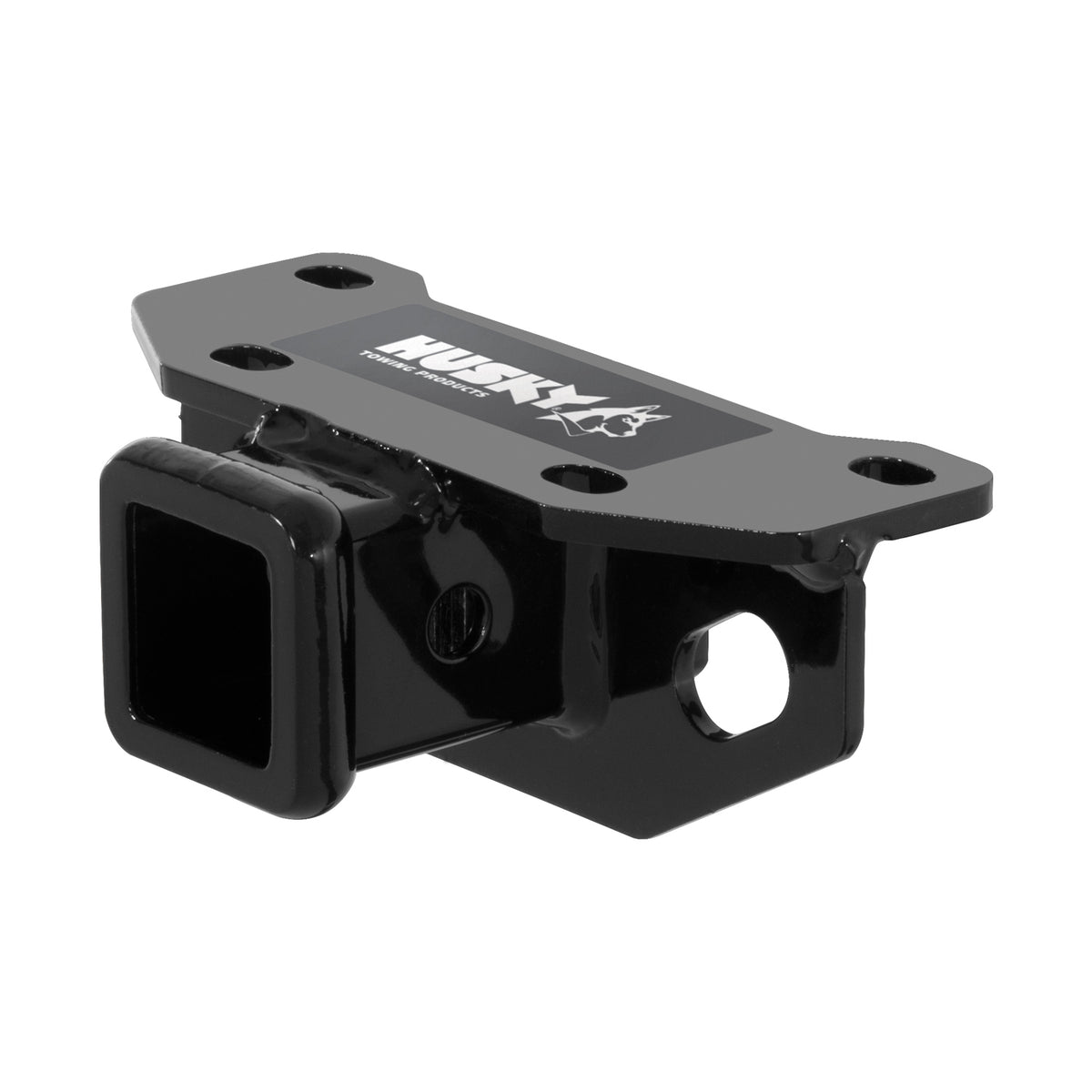 Black powder coated steel trailer hitch with mounting hardware from Husky Towing part number 69590C