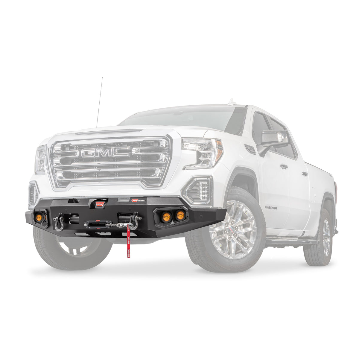 Black powder coated steel winch bumper from Warn part number 108009