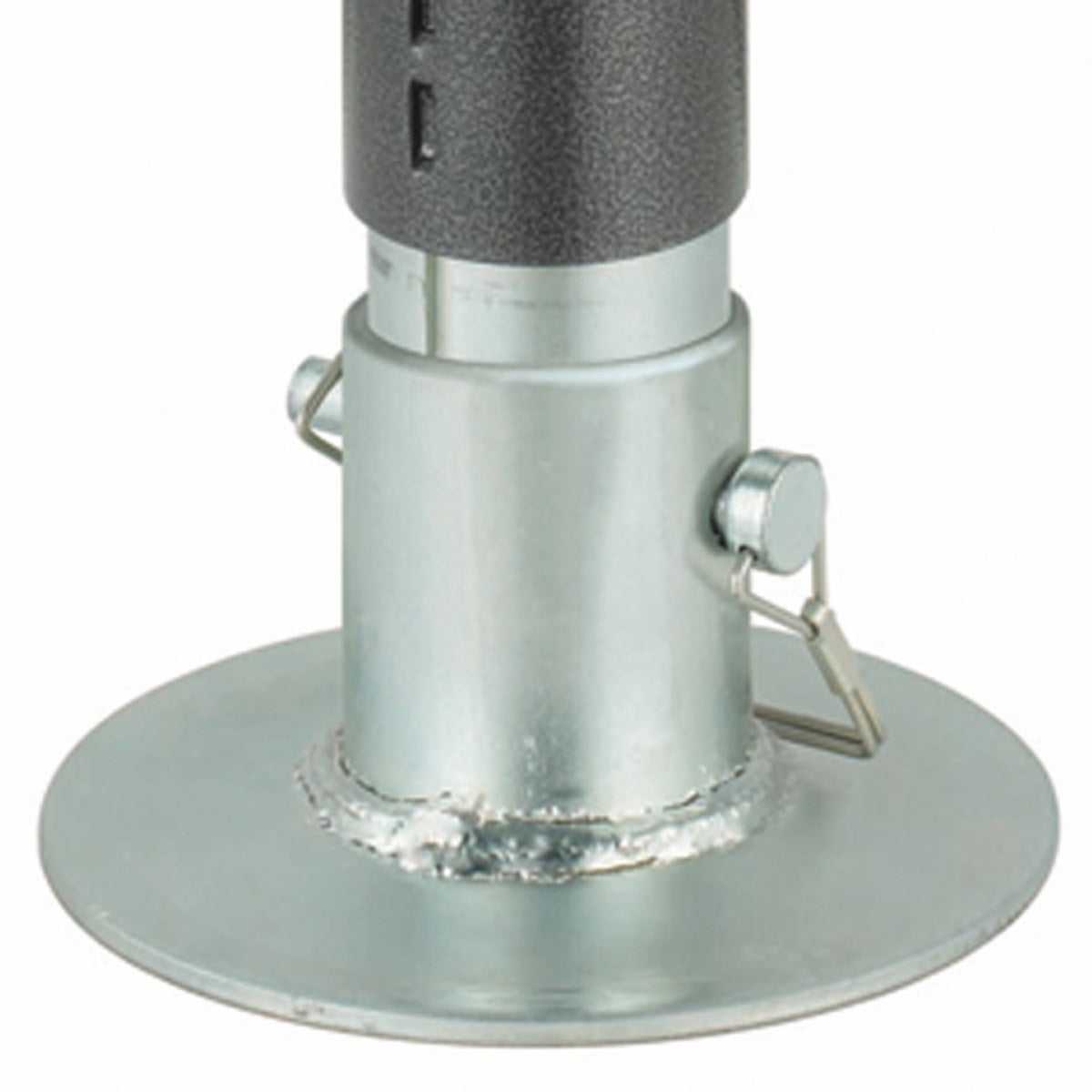 Silver steel trailer jack foot from Husky Towing part number 87491