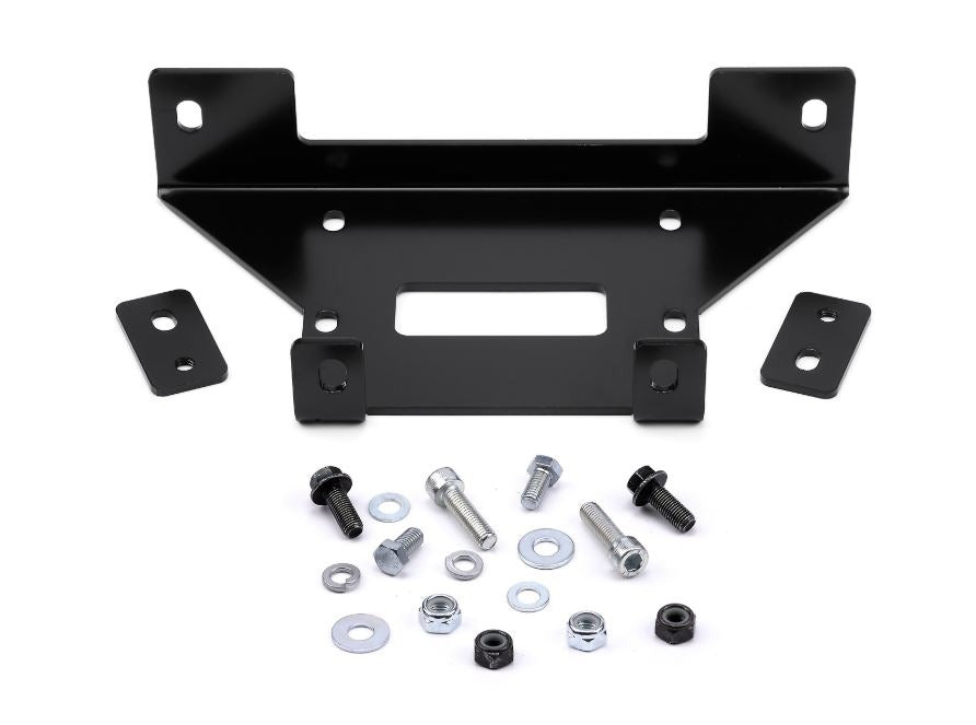 Black powder coated steel winch mount from Warn part number 102946