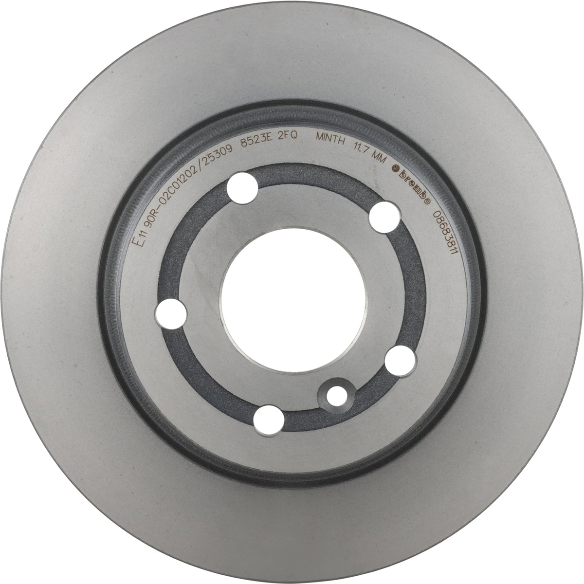 Gray cast iron disc brake rotor from Brembo part number 08.6838.11