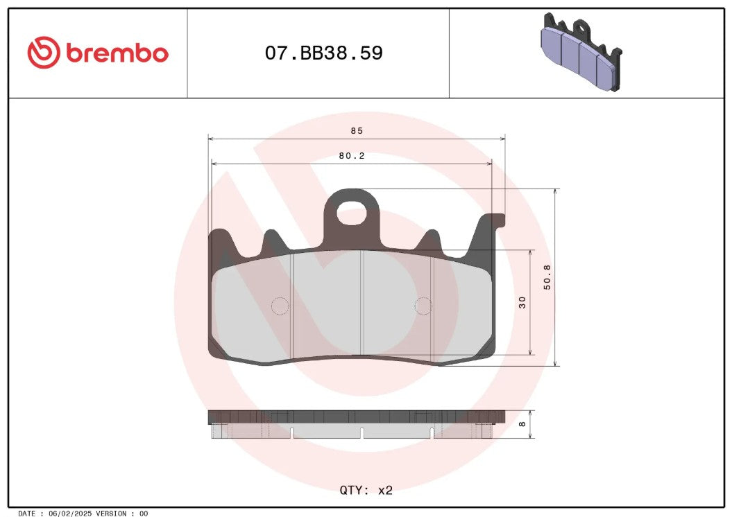 Disc Brake Pad Set from Brembo part number 07BB3859