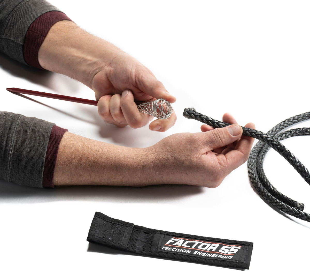 Red bright dip anodized 6061 aluminum rope splicing kit from Factor 55 part number 00420-01