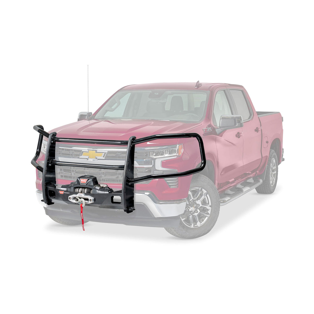 Black powder coated steel winch mount from Warn part number 112043