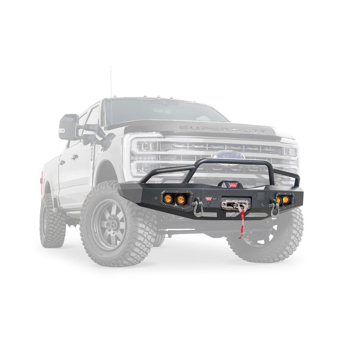 Black powder coated steel winch bumper from Warn part number 110760