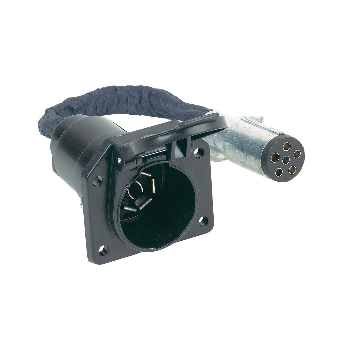 Black zinc trailer wiring adapter connector from Husky Towing part number 30693