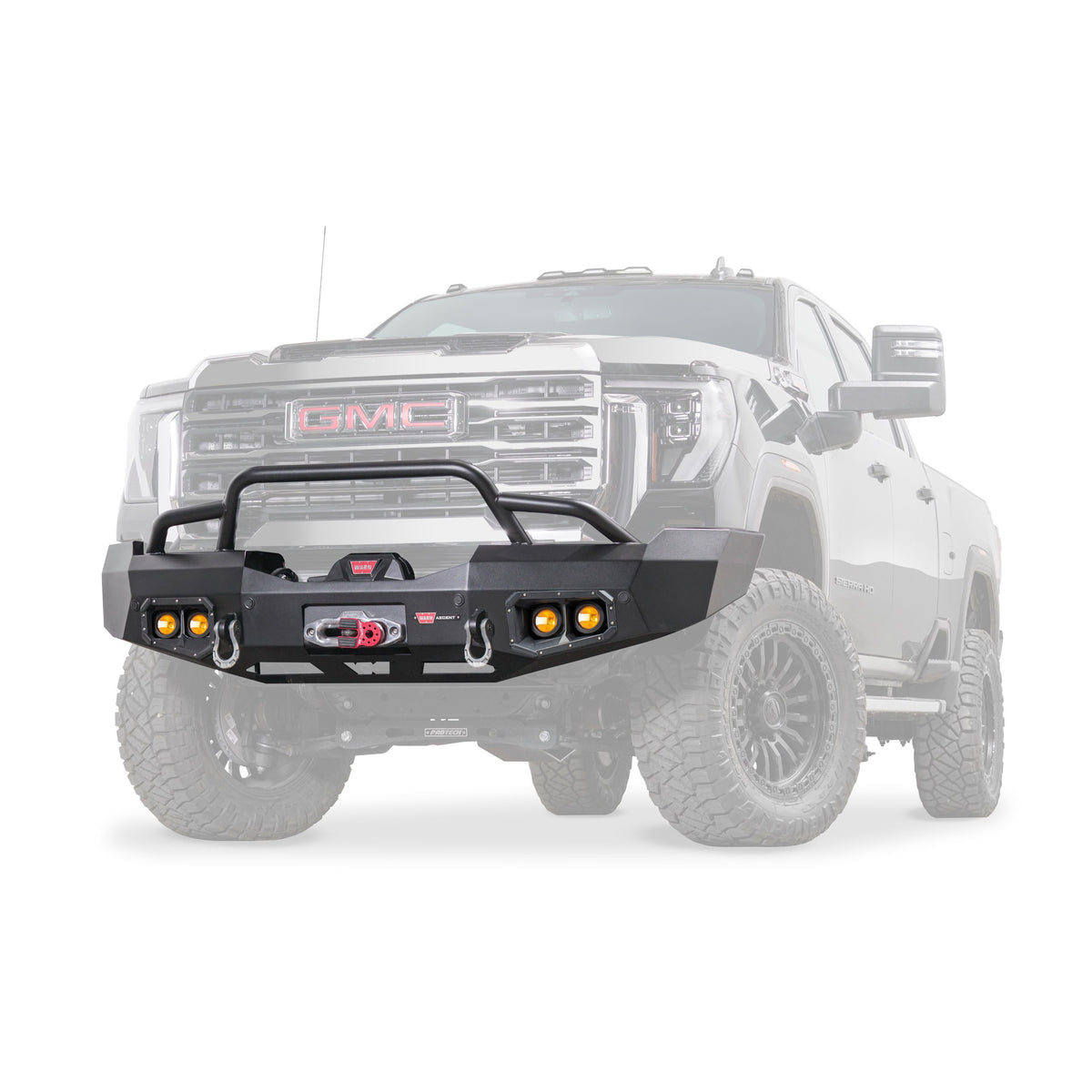 Black powder coated steel winch bumper from Warn part number 110945