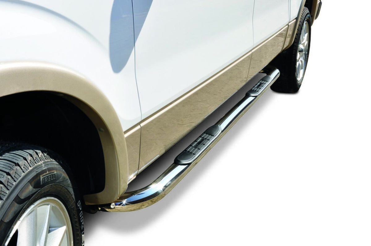 Silver stainless steel step nerf bar kit with mounting hardware from Big Country part number 372034