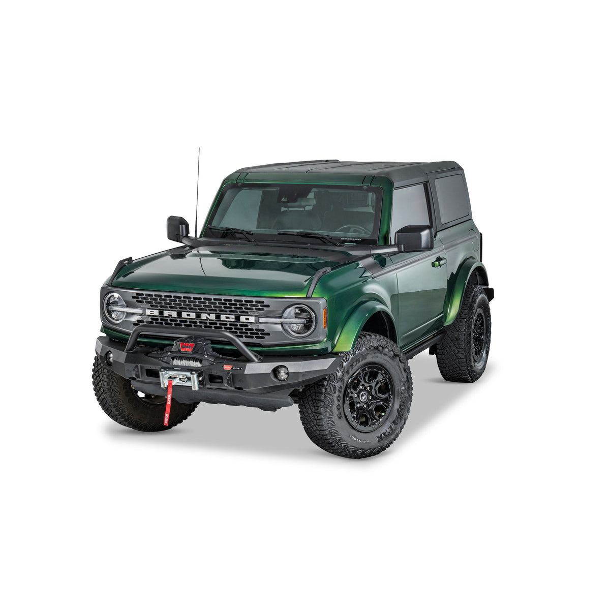 Black powder coated steel winch bumper from Warn part number 111116