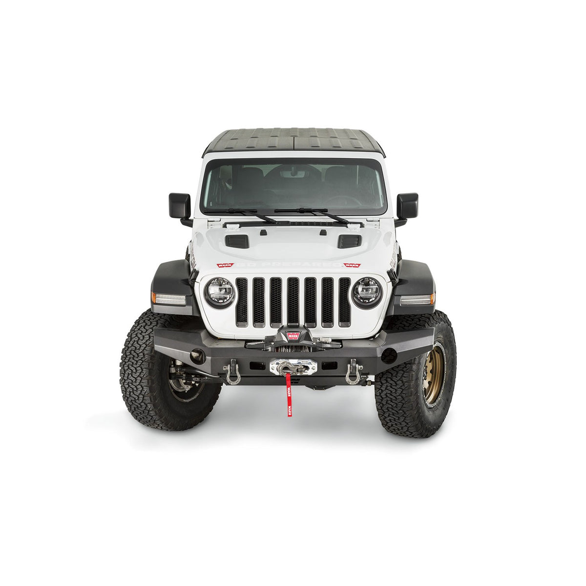 Black powder coated steel winch bumper from Warn part number 101335