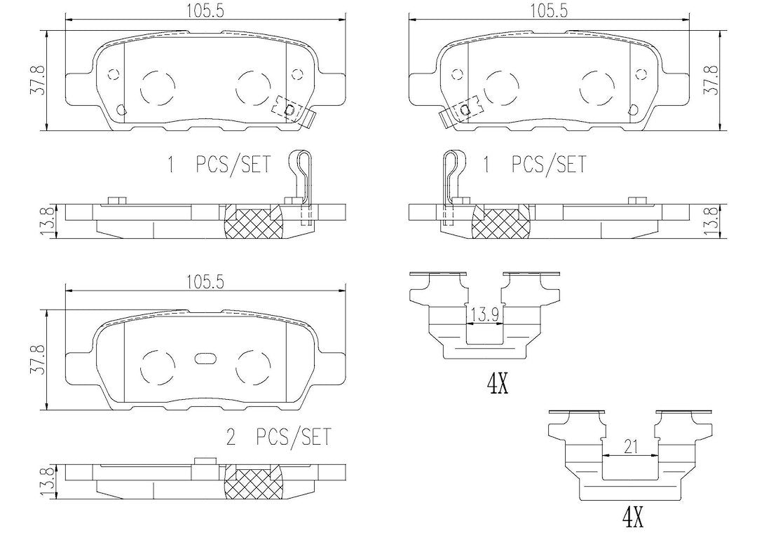 Disc Brake Pad Set with mounting hardware from Brembo part number P56046N