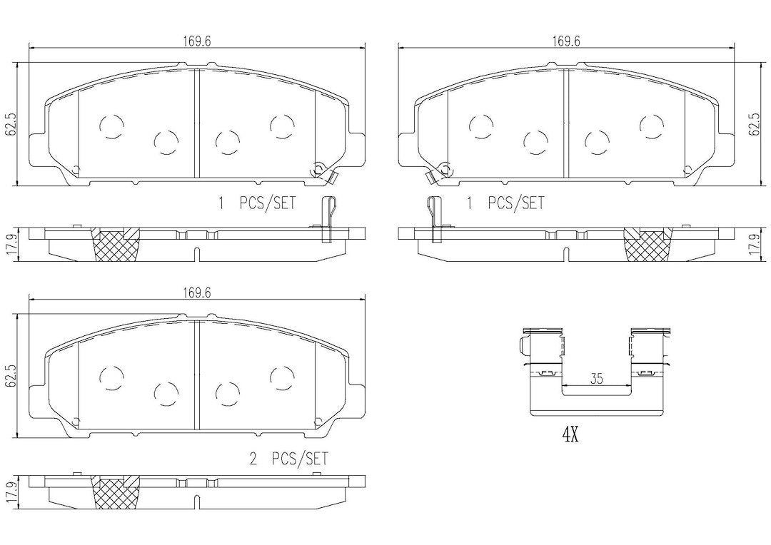 Disc Brake Pad Set with mounting hardware from Brembo part number P56079N