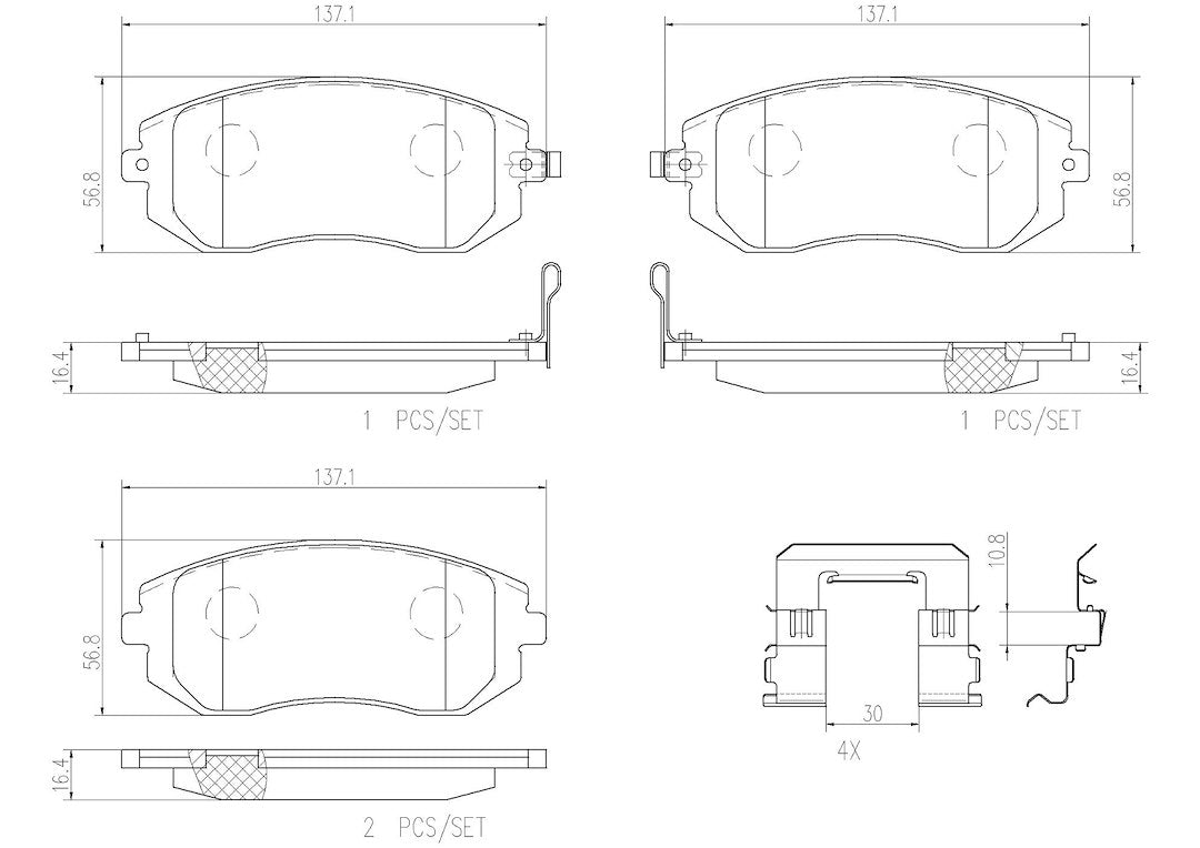 Disc Brake Pad Set with mounting hardware from Brembo part number P78013N